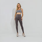 Calça Legging Poliamida Corte Básico Cintura Alta Cinza LG2411
