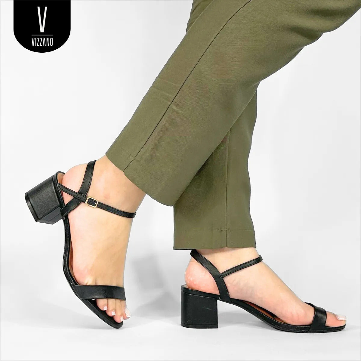 Sandália Feminina Casual Salto Bloco Confortável Vizzano