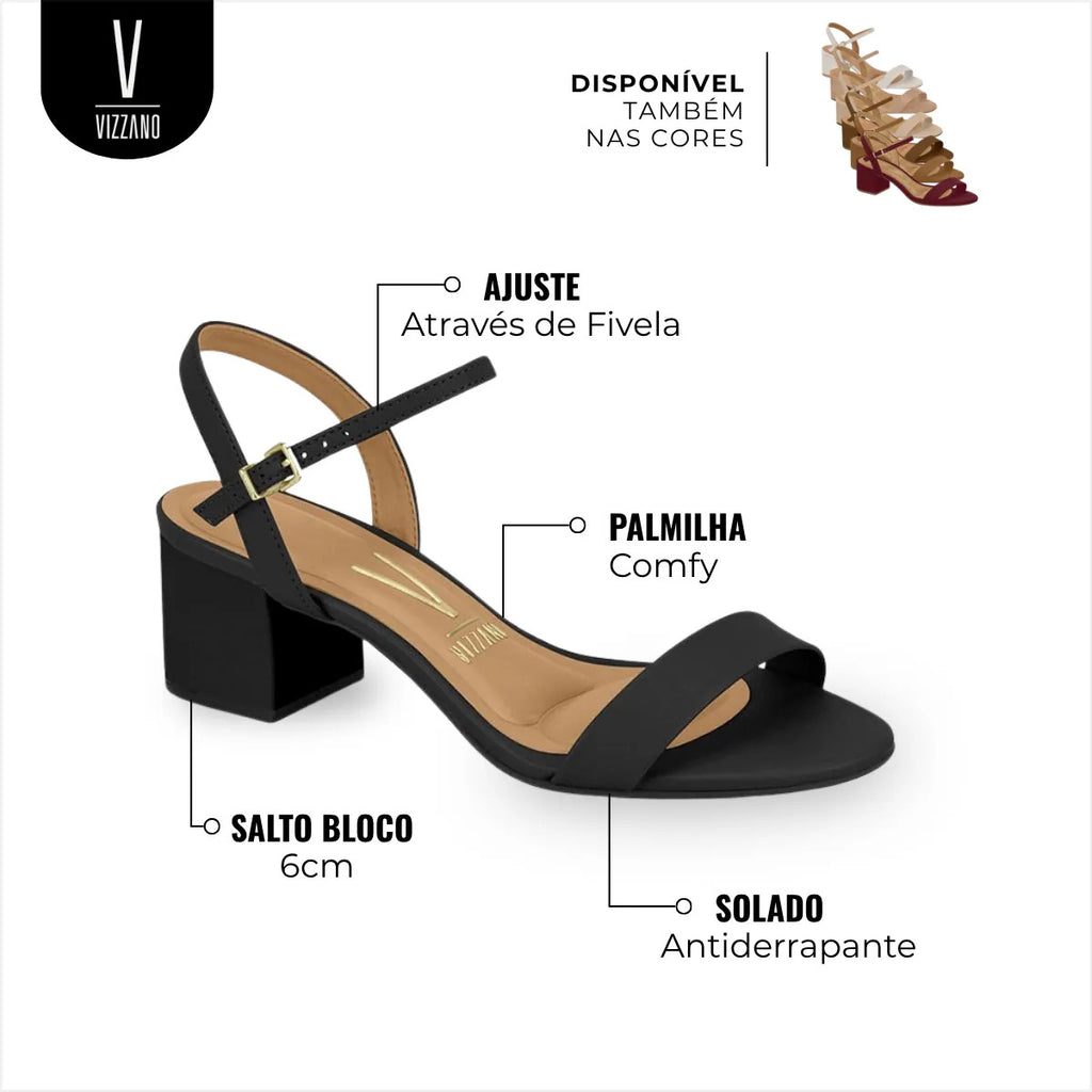 Sandália Feminina Casual Salto Bloco Confortável Vizzano