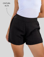 Short Linho Casual Básico Cintura Alta Moda Verão Elegante