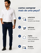 Calça Sarja Masculina Social Slim Elastano Bolso Embutido