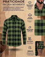 Camisa Social Masculina Xadrez Manga Longa Casual Inverno