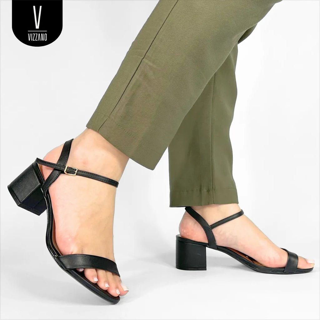 Sandália Feminina Casual Salto Bloco Confortável Vizzano