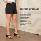 Shorts Bermuda Linho Feminino Cintura Alta Casual Praia