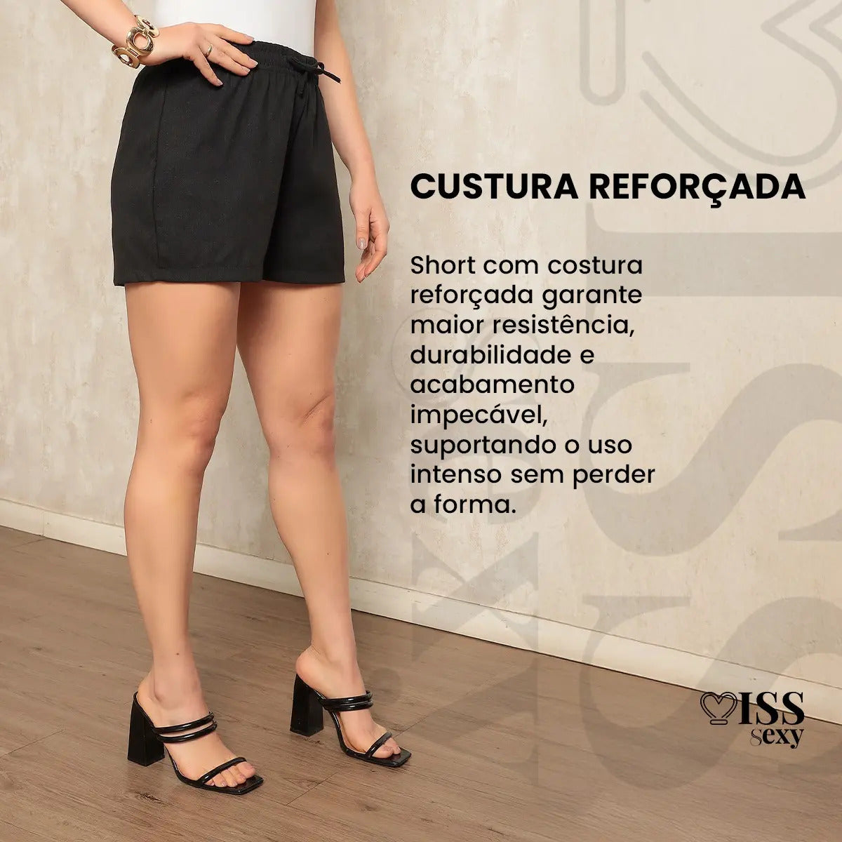 Shorts Bermuda Linho Feminino Cintura Alta Casual Praia