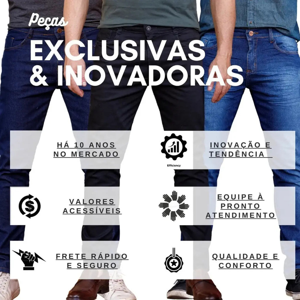 Kit 3 Calças Jeans Masculina Modelo Slim Envio Imediato