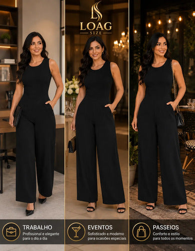 Macacão Social Feminino Elegante Elastex Acinturado