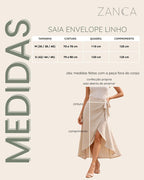 Saia Envelope Midi Linho Transpassada Feminina