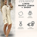 Conjunto Linho Feminino Camisa E Short Linha Premium