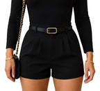 Kit 3 Shorts Alfaiataria Feminino Com Cinto Verão Lindo