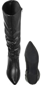 Bota Feminina Gigil Bico Fino Cano Longo Enrugado Slouch