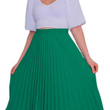 Saia Plissada Midi Crepe Moda Evangélica