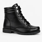 Bota Coturno Salto Baixo Aplicação Metal Preto