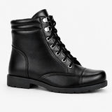 Bota Coturno Salto Baixo Aplicação Metal Preto