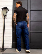 Calça Jeans Masculina Azul Escuro Slim Com Elastano