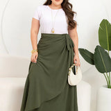 Saia Plus Size Moda Evangélica Envelope Godê Regulável