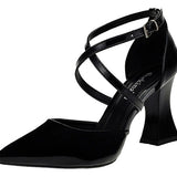 Scarpin Feminino Salto Alto Geométrico Taça Tiras Cruzadas