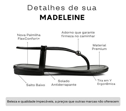 Sandália Rasteirinha Feminina Madeleine Slim Bico Redondo
