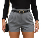 Kit 3 Shorts Alfaiataria Feminino Com Cinto Verão Lindo