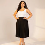 Kit 2 Saia Midi Branca Preta Plissada Plus Size Evangélica