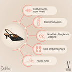 Scarpin Feminino Vizzano Slingback Bico Fino Baixo 6cm