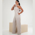 Macacão Longo Pantalona Elegante Festa Luxo Costas Ajustável