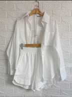 Conjunto Fêmea Linho Camisa E Short Forro Premium Importado