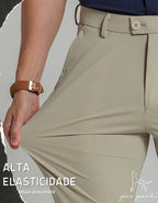 Kit 2 Calça Masculina Alfaiataria Poliamida Social Premium