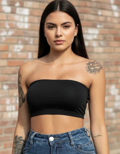 Cropped Tomara Que Caia Top Faixa De Malha Viscolycra
