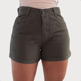 Short Jeans Feminino Casual Confortável Cintura Alta Verão