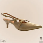 Scarpin Feminino Vizzano Slingback Bico Fino Baixo 6cm