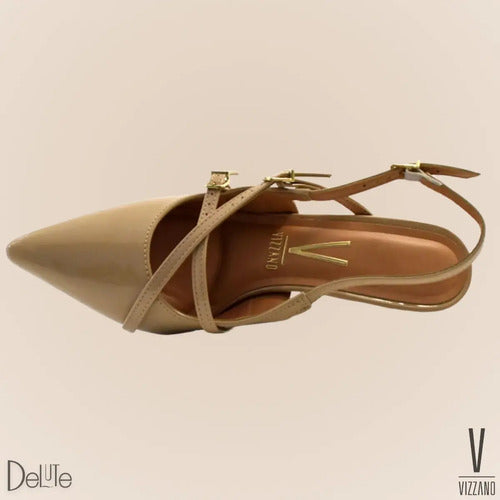 Scarpin Feminino Vizzano Slingback Bico Fino Baixo 6cm