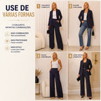 Conjunto Feminino Calça Pantalona E Blazer Alfaiataria