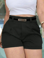 Kit 3 Shorts Alfaiataria Feminino Moda Luxo Com Cinto Brinde