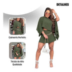 Conjunto Feminino Short Saia Blusa Frente Única Verão