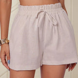 Shortinho Feminino Short Em Linho Cintura Alta Bermuda Verão