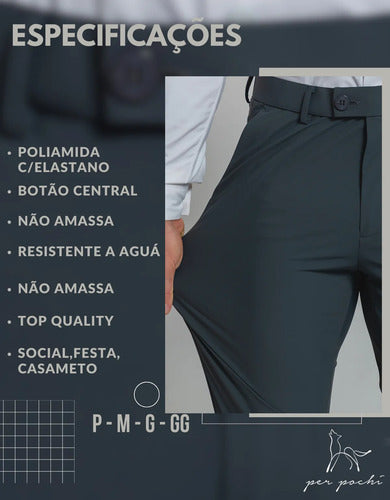 Kit 2 Calça Masculina Alfaiataria Poliamida Social Premium