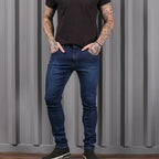 Calça Jeans Preta Super Skinny Masculina Lycra Premium