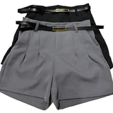 Kit 2 Short Alfaiataria Com Cinto Feminino Verão 2025
