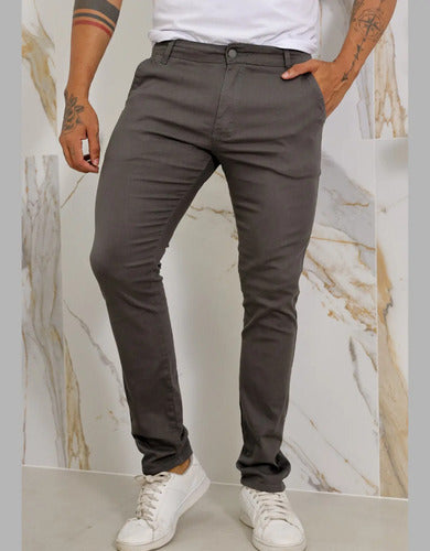 Calça Masculina Sarja Premium Esporte Fino Bolso Faca Lycra