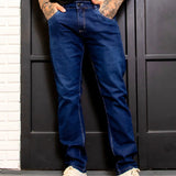 Calça Jeans Masculina Azul Escuro Slim Com Elastano