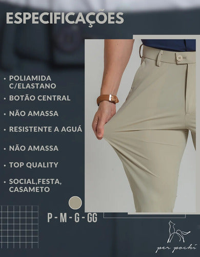 Kit 2 Calça Masculina Alfaiataria Poliamida Social Premium