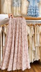 Saia Longa Midi Plissada Floral Feminina