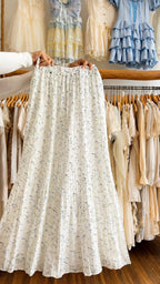 Saia Longa Midi Plissada Floral Feminina