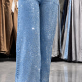 Calça Jeans Wide Leg Brilho Premium