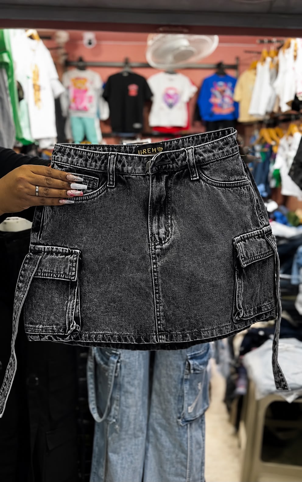 Saia Cargo Jeans Estonada Urban Black