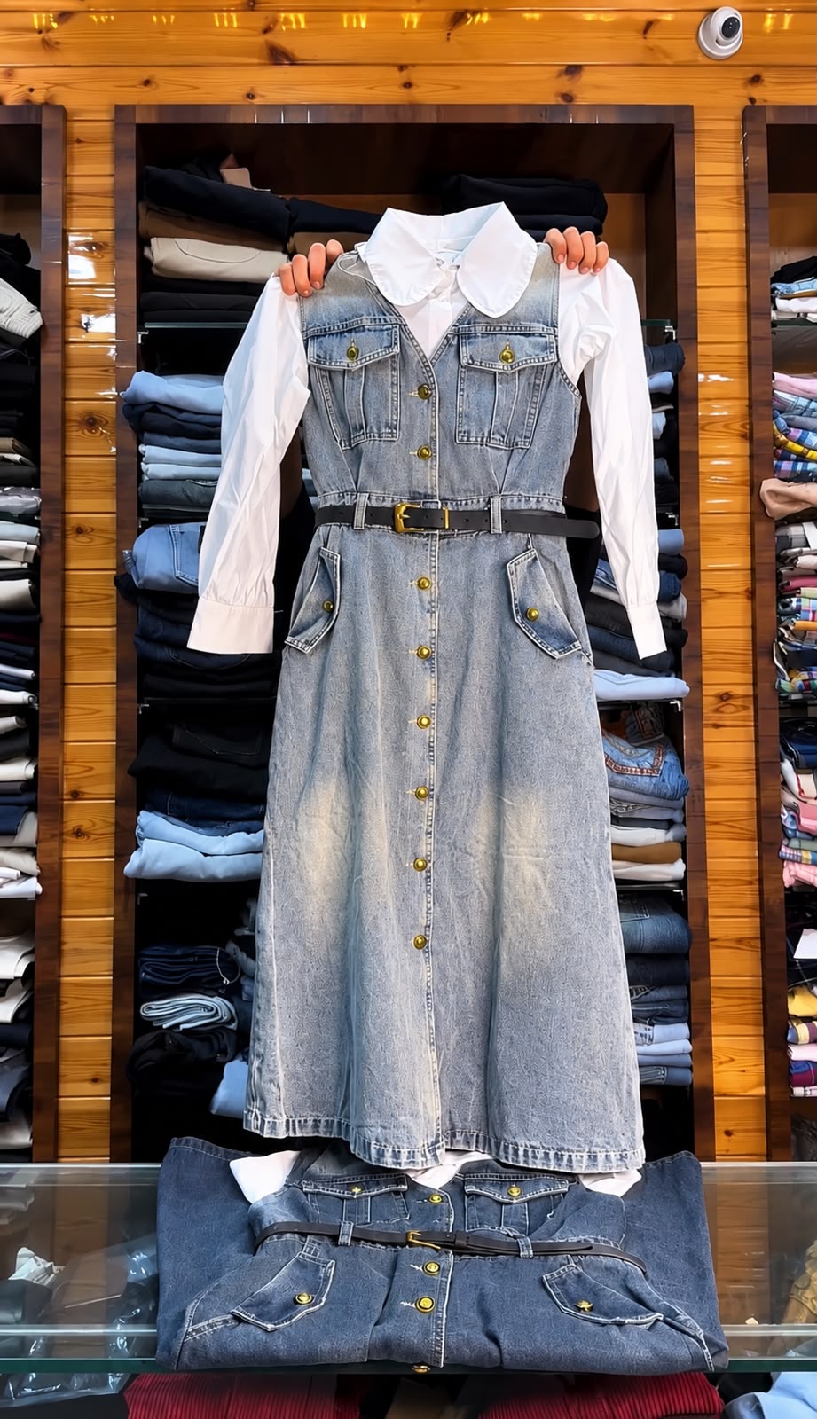 Vestido Jeans Midi Feminino com Cinto – Elegance Denim Collection