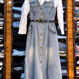 Vestido Jeans Midi Feminino com Cinto – Elegance Denim Collection