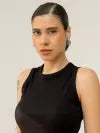 Blusa Regata Canelada 100% Algodão Helô Preto