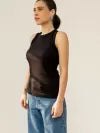 Blusa Regata Canelada 100% Algodão Helô Preto